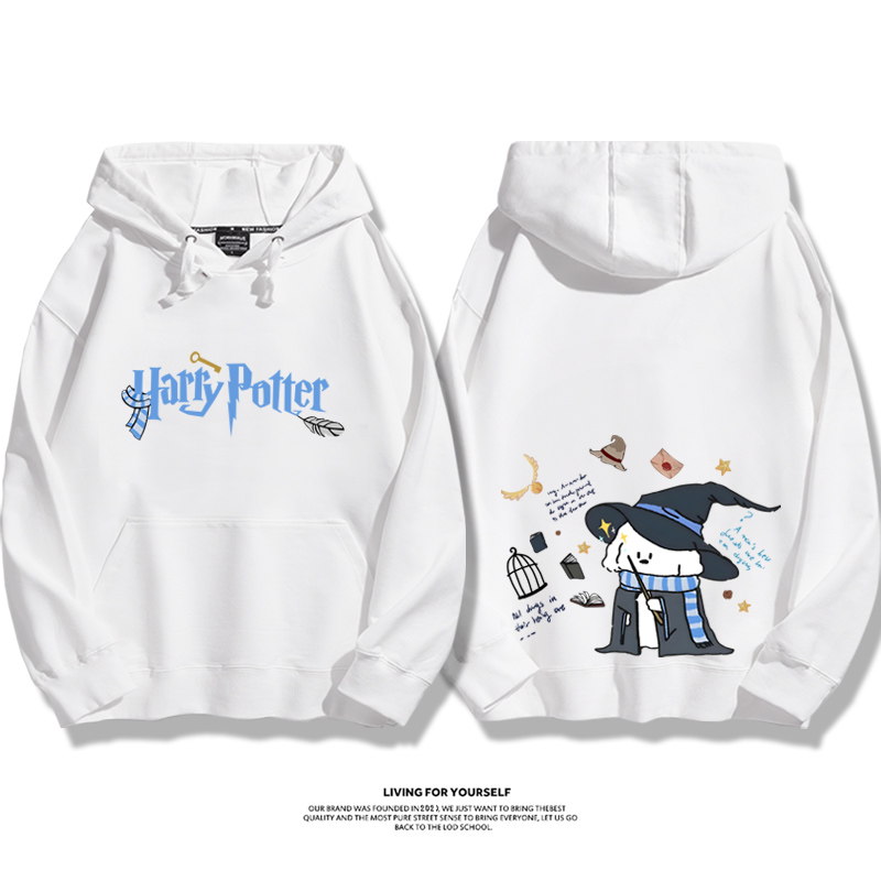 哈利波特聯名線條小狗2023秋冬新款親子情侶裝薄絨款連帽衛衣