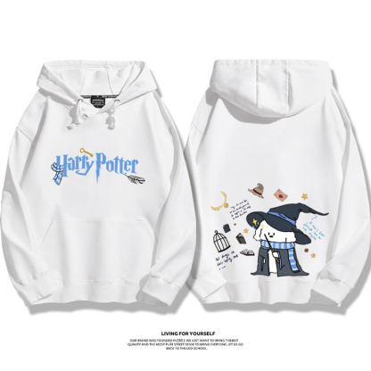 哈利波特聯名線條小狗2023秋冬新款親子情侶裝薄絨款連帽衛衣