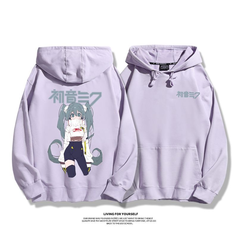 初音未來聯名衛衣2023秋冬新款親子情侶裝薄絨款連帽衛衣
