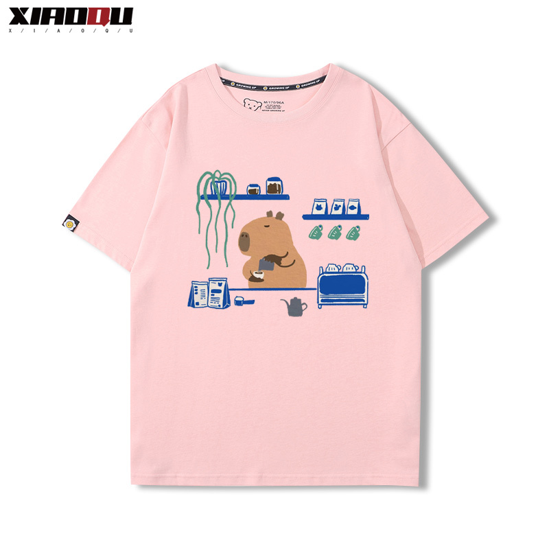 卡皮巴拉 2024親子情侶男女同款 純棉T恤