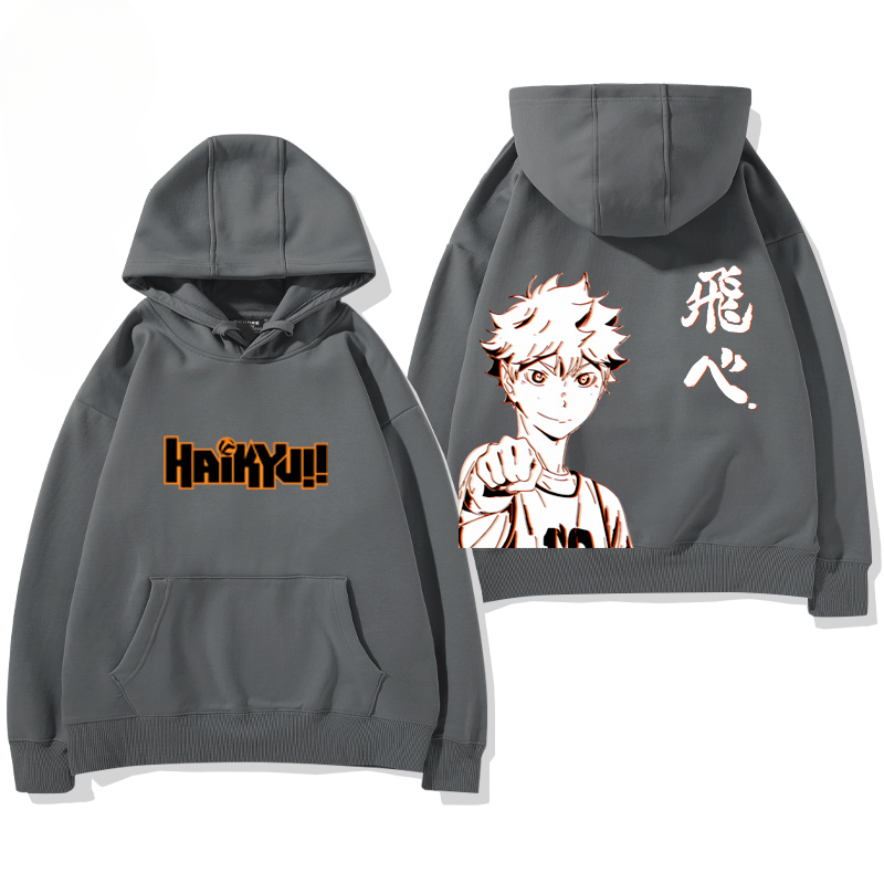 排球少年聯名衛衣2024秋冬新款親子情侶裝薄絨款連帽衛衣