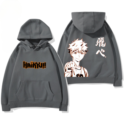 排球少年聯名衛衣2024秋冬新款親子情侶裝薄絨款連帽衛衣