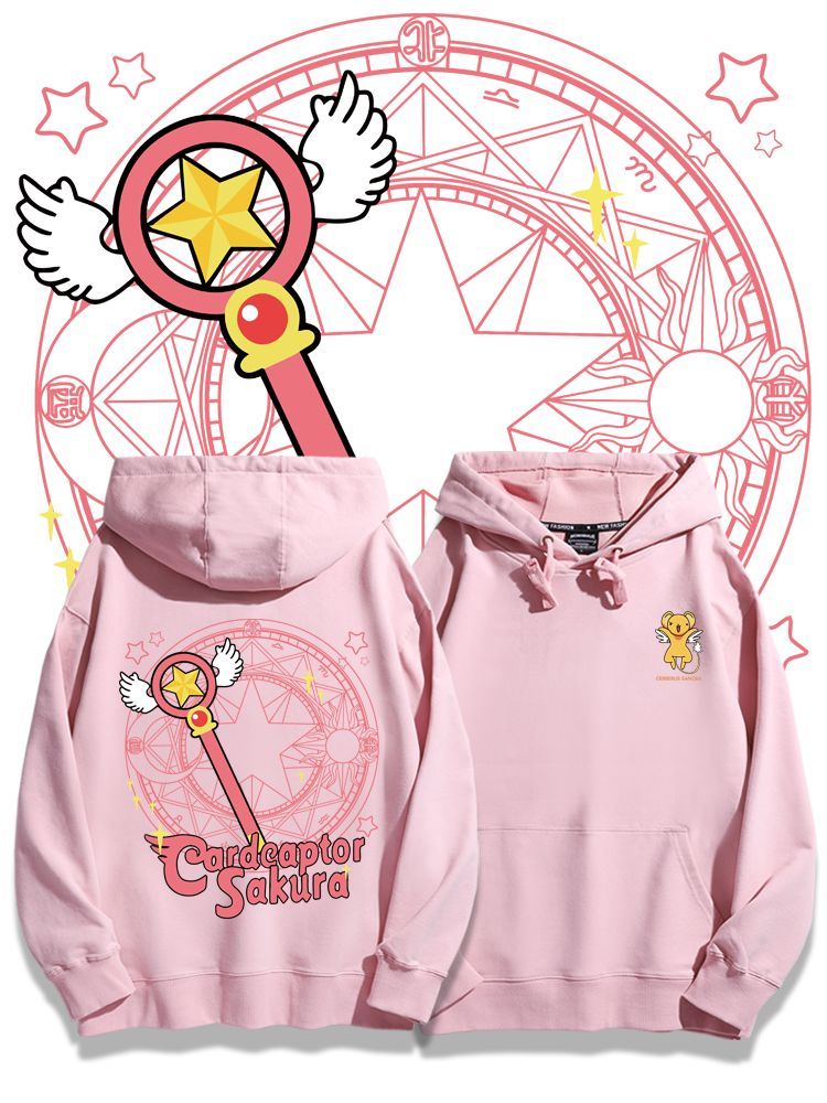 [Copy]魔卡少女櫻聯名衛衣2024秋冬新款親子情侶裝薄絨款連帽衛衣