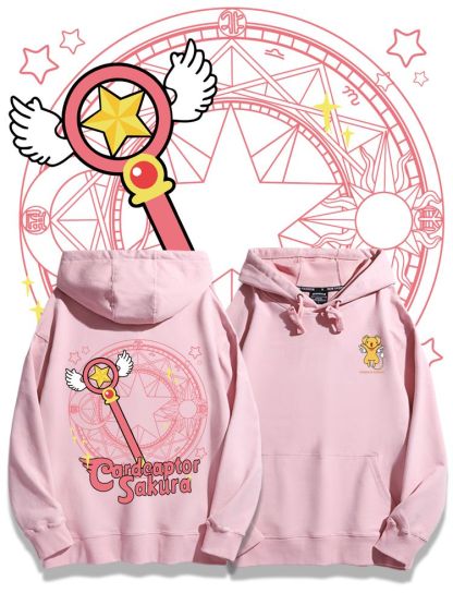 [Copy]魔卡少女櫻聯名衛衣2024秋冬新款親子情侶裝薄絨款連帽衛衣