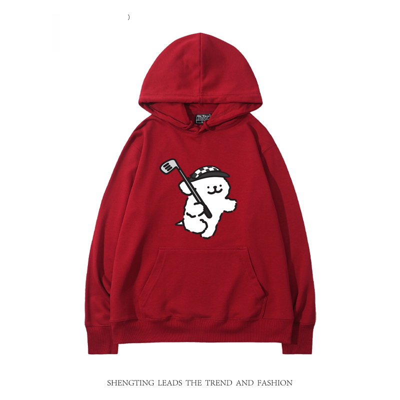 線條小狗 2024秋冬新款親子情侶裝薄絨款連帽衛衣