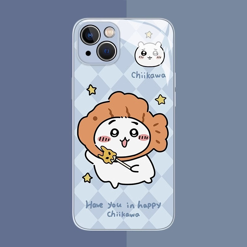 Chiikawa情侶新款高清全包防摔玻璃殼