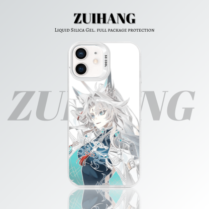 動漫彩銀線條漸變防摔手機殼