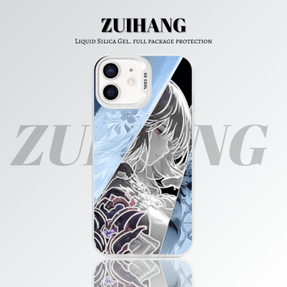 動漫彩銀線條漸變防摔手機殼