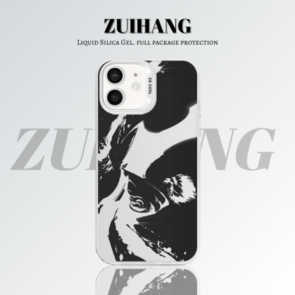 動漫彩銀線條漸變防摔手機殼