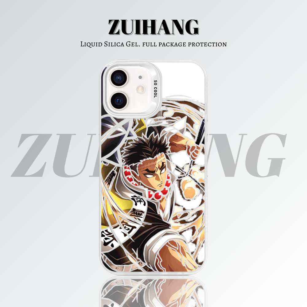 動漫彩銀線條漸變防摔手機殼