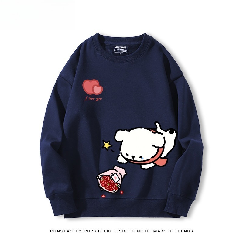 線條小狗 聯名親子情侶裝 圓領長袖