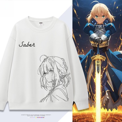 FGO呆毛fate吾王Saber 聯名親子情侶裝 圓領長袖