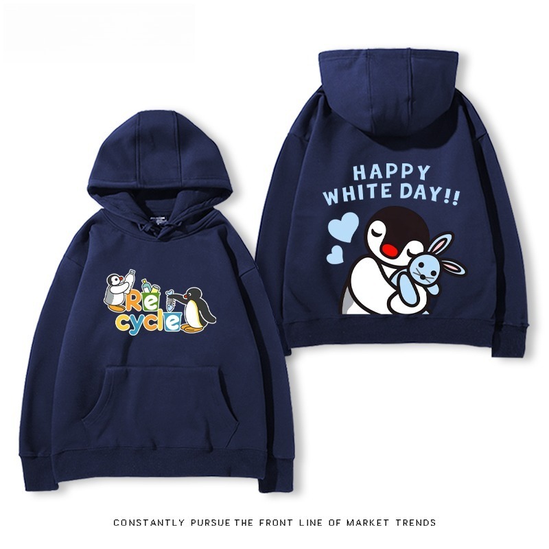 企鵝Pingu 秋冬新款 親子情侶男女連帽衛衣