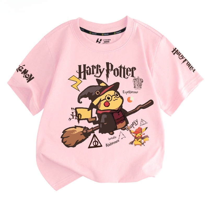 皮卡丘X哈利波特 2026親子情侶男女同款 印花短袖T恤