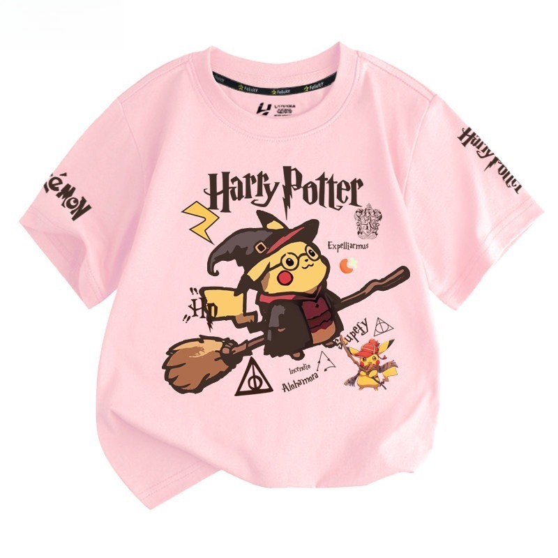皮卡丘X哈利波特 2026親子情侶男女同款 印花短袖T恤