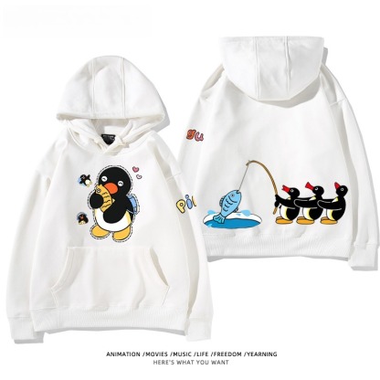 企鵝Pingu 秋冬新款 親子情侶男女連帽衛衣