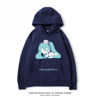 初音未來X三麗鷗新款 親子情侶男女款連帽衛衣