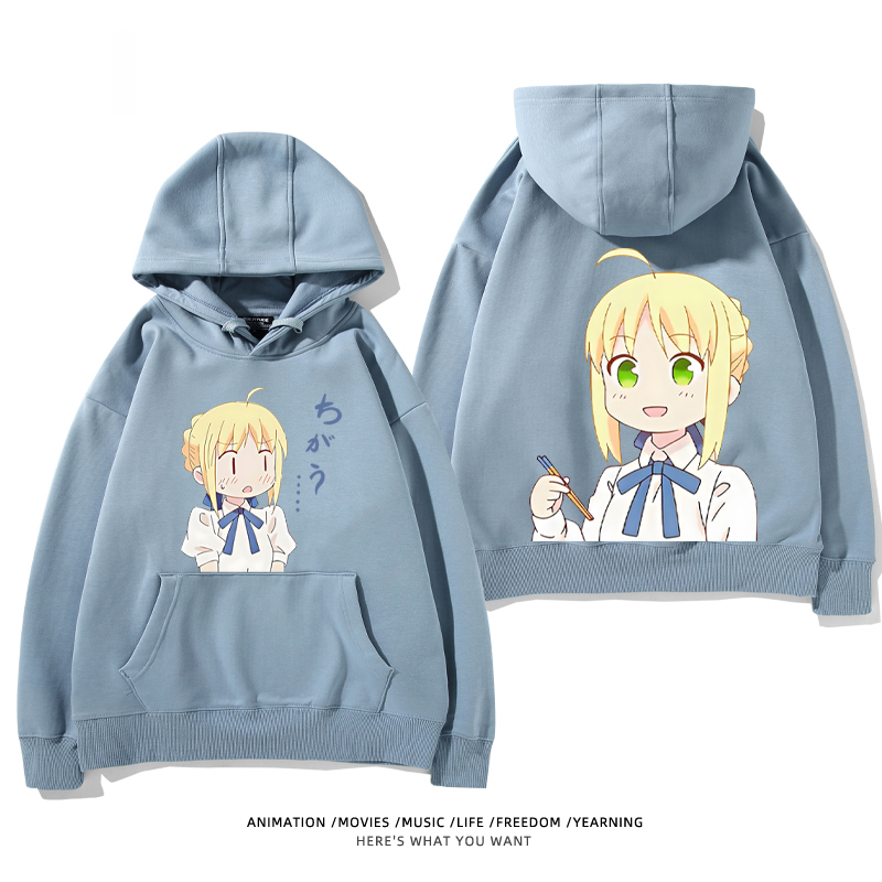 fate 2024秋冬新款親子情侶裝薄絨款連帽衛衣