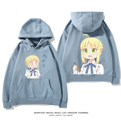 fate 2024秋冬新款親子情侶裝薄絨款連帽衛衣