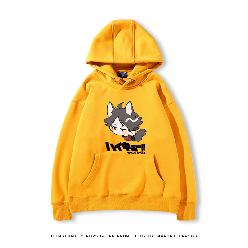 排球少年聯名衛衣2024秋冬新款親子情侶裝薄絨款連帽衛衣