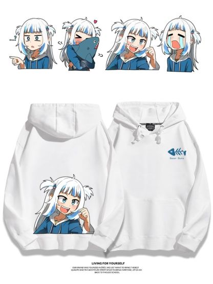 Gawr Gura聯名衛衣2023秋冬新款親子情侶裝薄絨款連帽衛衣