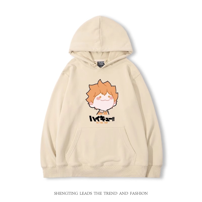 排球少年聯名衛衣2024秋冬新款親子情侶裝薄絨款連帽衛衣