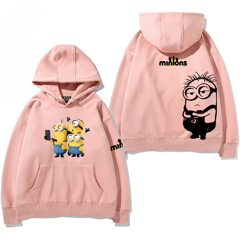 小黃人 聯名衛衣2024秋冬新款親子情侶裝薄絨款連帽衛衣