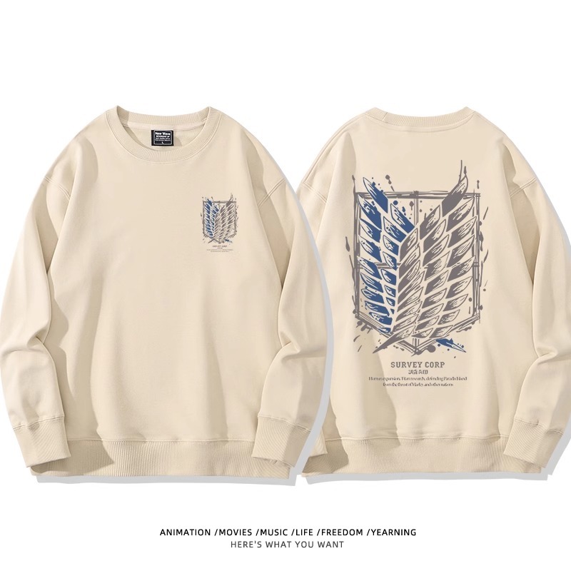 進擊的巨人 聯名衛衣2024秋冬新款親子情侶裝薄絨款連帽衛衣