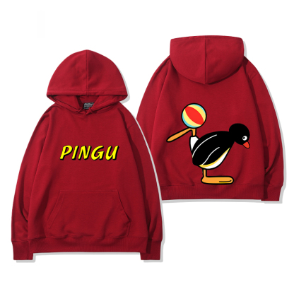 企鵝家族PINGU 聯名衛衣2024秋冬新款親子情侶裝薄絨款連帽衛衣