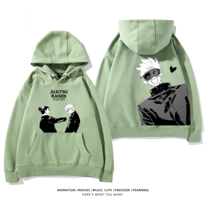 咒術迴戰聯名衛衣2024秋冬新款親子情侶裝薄絨款連帽衛衣
