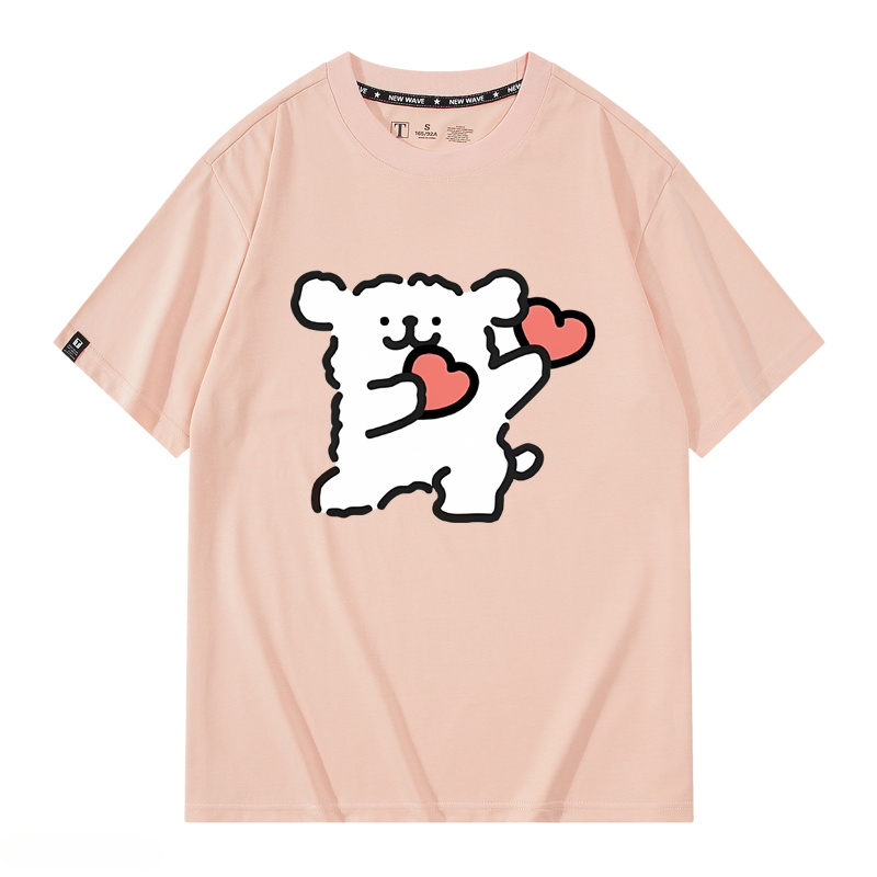 線條小狗 2024親子情侶男女同款 純棉T恤