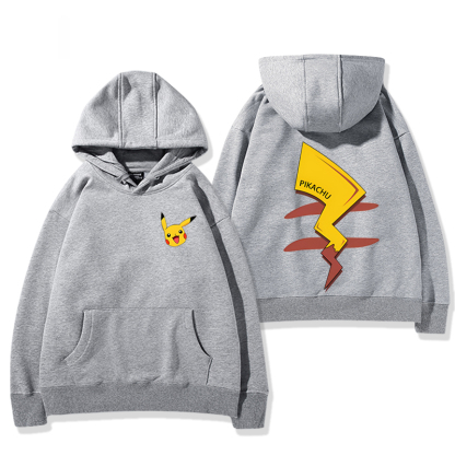 寶可夢 2024秋冬新款親子情侶裝薄絨款連帽衛衣