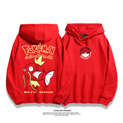 寶可夢聯名衛衣2023秋冬新款親子情侶裝薄絨款連帽衛衣