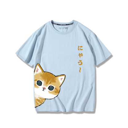 可愛貓咪探頭2024親子情侶男女同款 純棉T恤