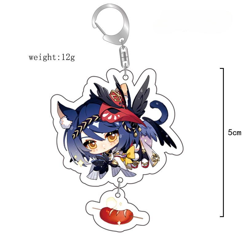原神八重神子魈可莉刻晴亞克力萬葉熒七七鍾離亞力克鑰匙扣掛飾【單買三件起送】