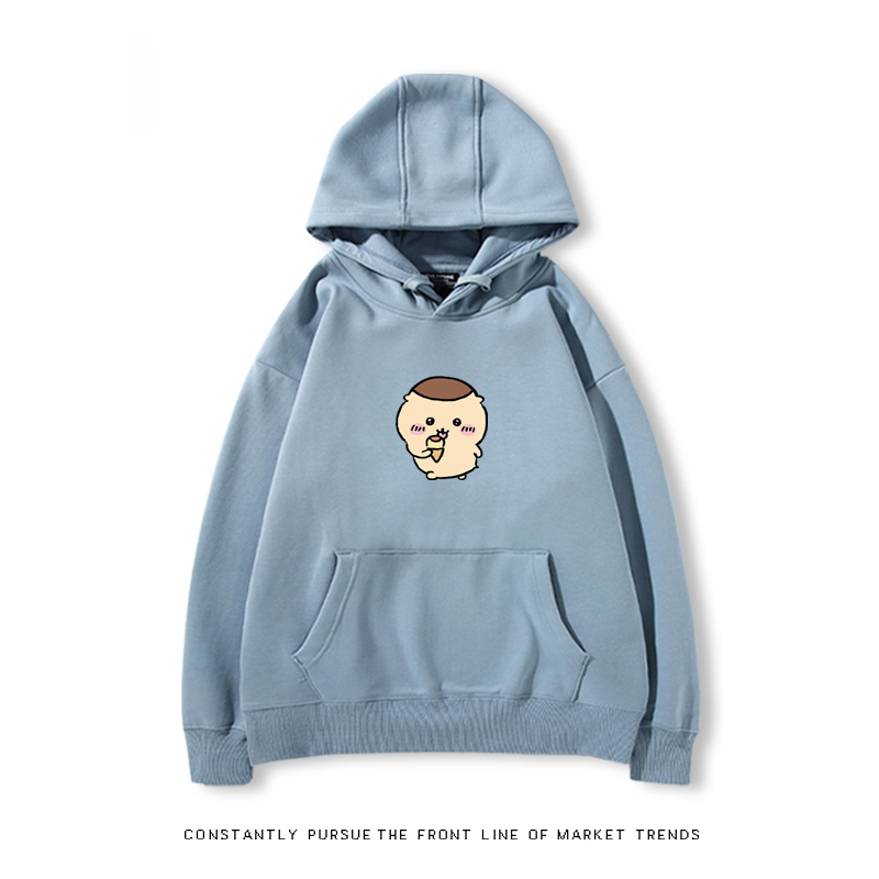 Chiikawa聯名衛衣2024秋冬新款親子情侶裝薄絨款連帽衛衣