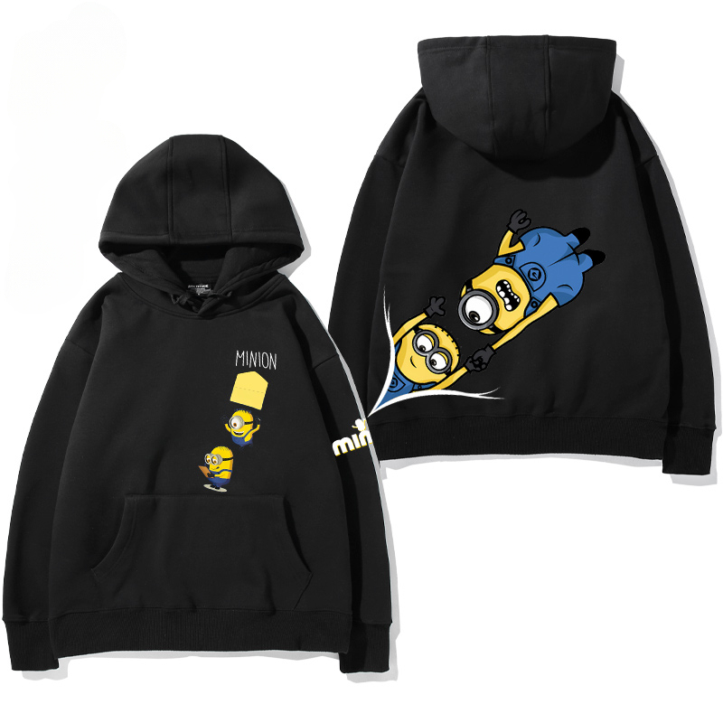 小黃人 聯名衛衣2024秋冬新款親子情侶裝薄絨款連帽衛衣