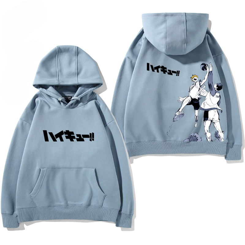 排球少年聯名衛衣2024秋冬新款親子情侶裝薄絨款連帽衛衣