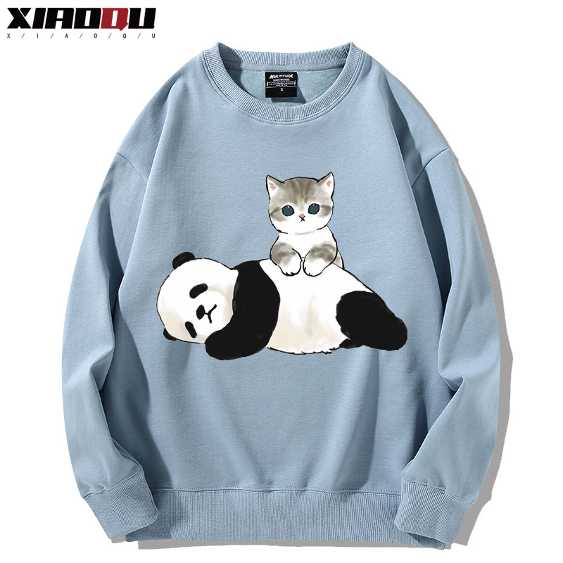 可愛貓咪熊貓 2024親子情侶裝 圓領長袖