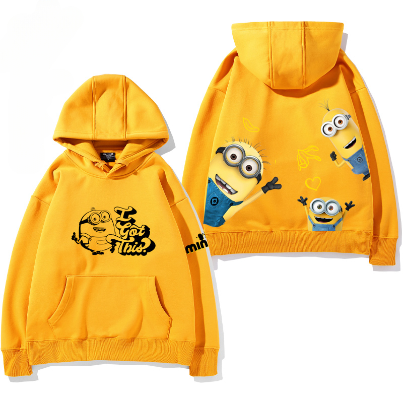 小黃人 聯名衛衣2024秋冬新款親子情侶裝薄絨款連帽衛衣