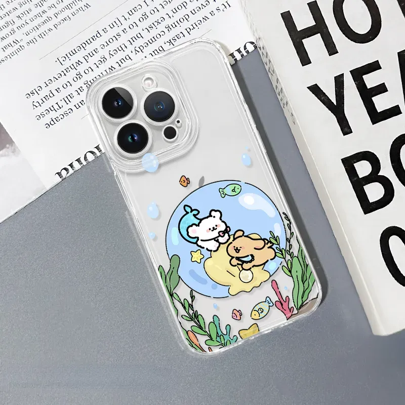 線條小狗 彩色透明防摔軟殼