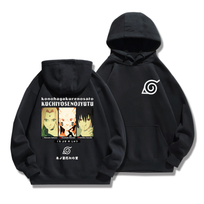 火影忍者聯名衛衣2024秋冬新款親子情侶裝薄絨款連帽衛衣