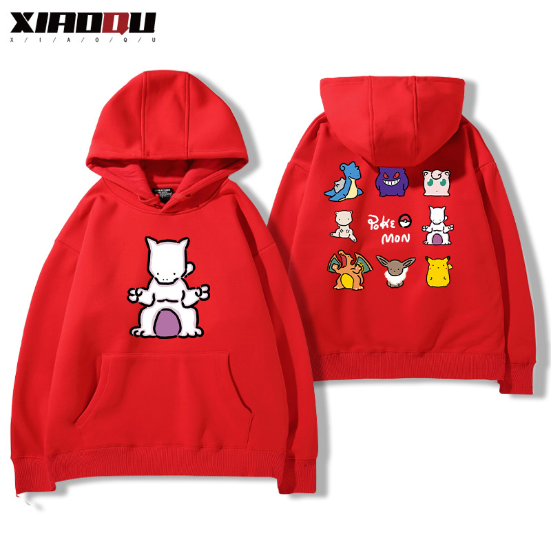 寶可夢聯名衛衣2024秋冬新款親子情侶裝薄絨款連帽衛衣