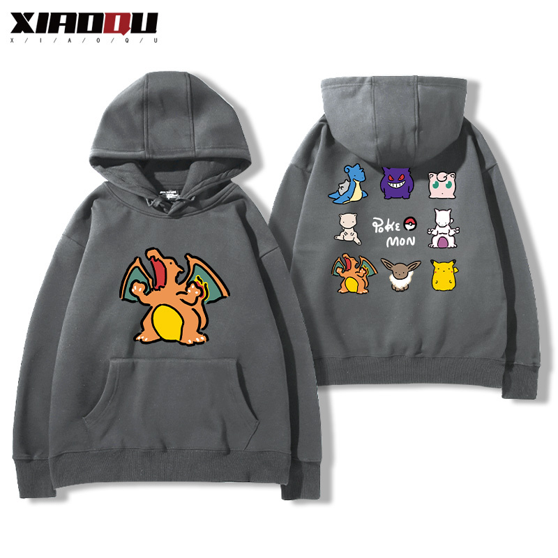 寶可夢聯名衛衣2024秋冬新款親子情侶裝薄絨款連帽衛衣