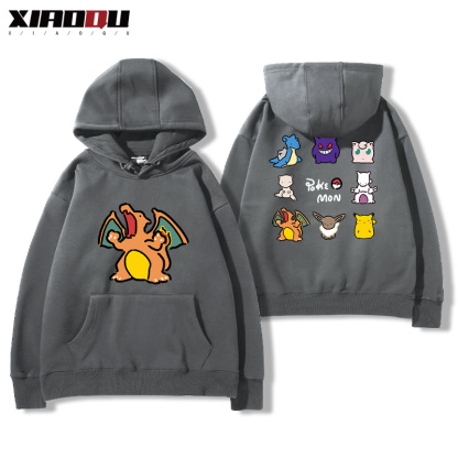 寶可夢聯名衛衣2024秋冬新款親子情侶裝薄絨款連帽衛衣
