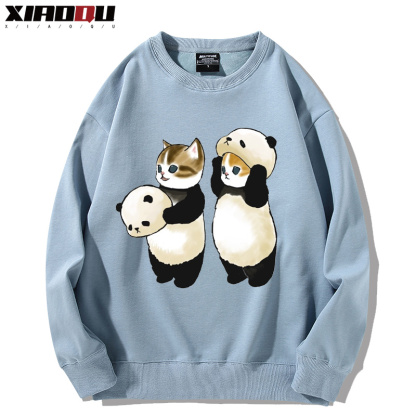 可愛貓咪熊貓 2024親子情侶裝 圓領長袖