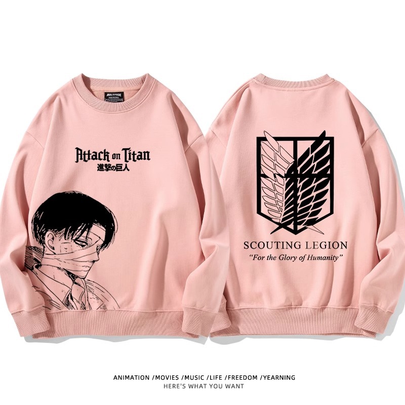 進擊的巨人 聯名衛衣2024秋冬新款親子情侶裝薄絨款連帽衛衣