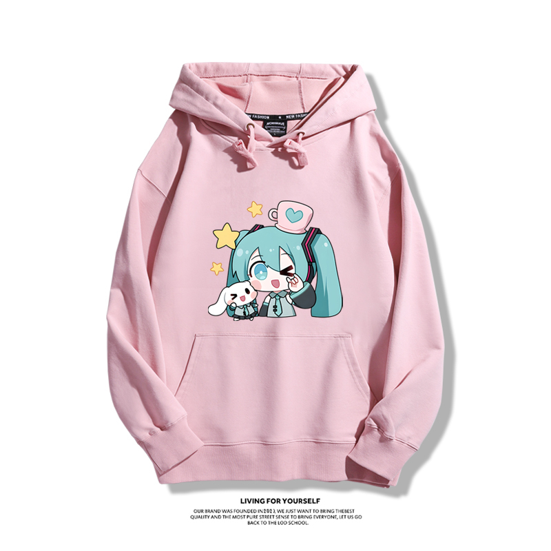 初音未來聯名衛衣2024秋冬新款親子情侶裝薄絨款連帽衛衣