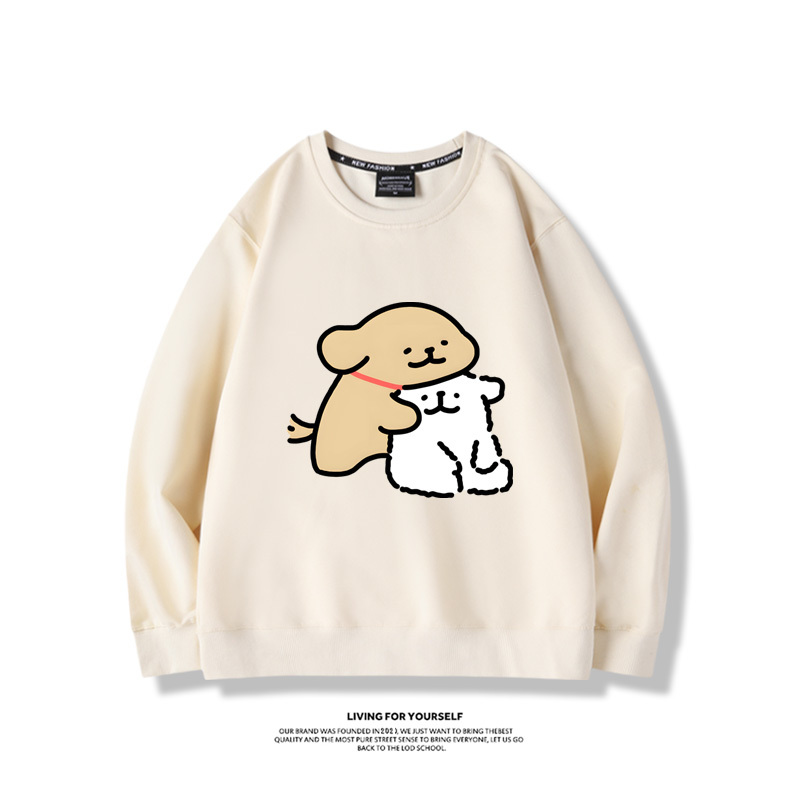 線條小狗2024親子情侶裝 圓領長袖