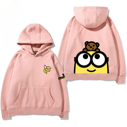 小黃人 聯名衛衣2024秋冬新款親子情侶裝薄絨款連帽衛衣